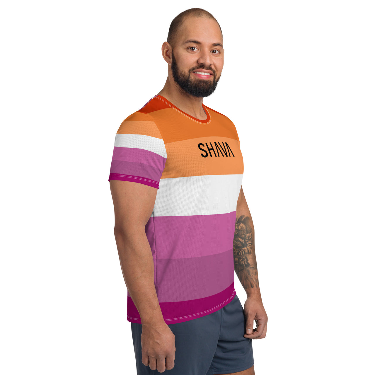 Lesbian Flag LGBTQ T- Shirt Men's Size SHAVA