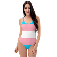 Thumbnail for Transgender Flag LGBTQ One-Piece Swimsuit Women’s Size SHAVA CO