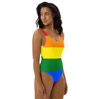 Thumbnail for Rainbow Pride Flag LGBTQ One-Piece Swimsuit Women’s Size SHAVA CO