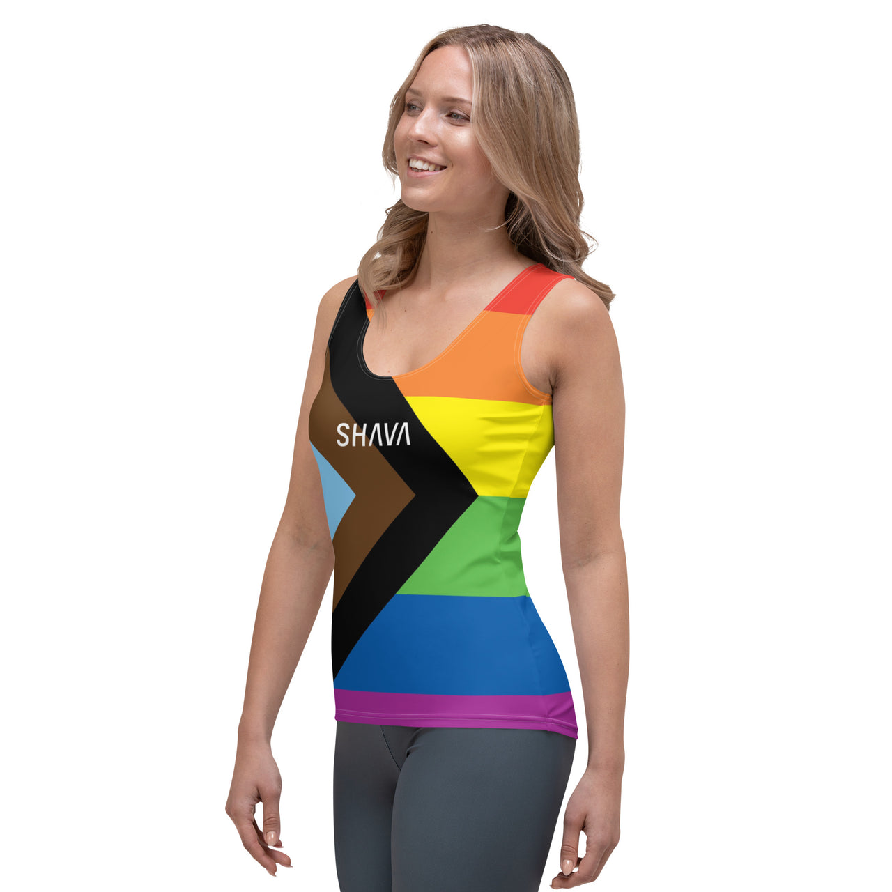 LGBTIQ+ Progress Flag LGBTQ Sublimation Cut & Sew Women’s Tank Top SHAVA CO