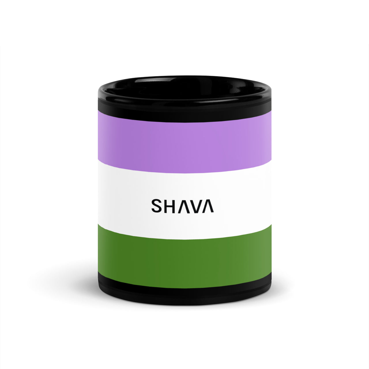 Gender Queer Flag LGBTQ Black Glossy 15oz Coffee Mug SHAVA CO