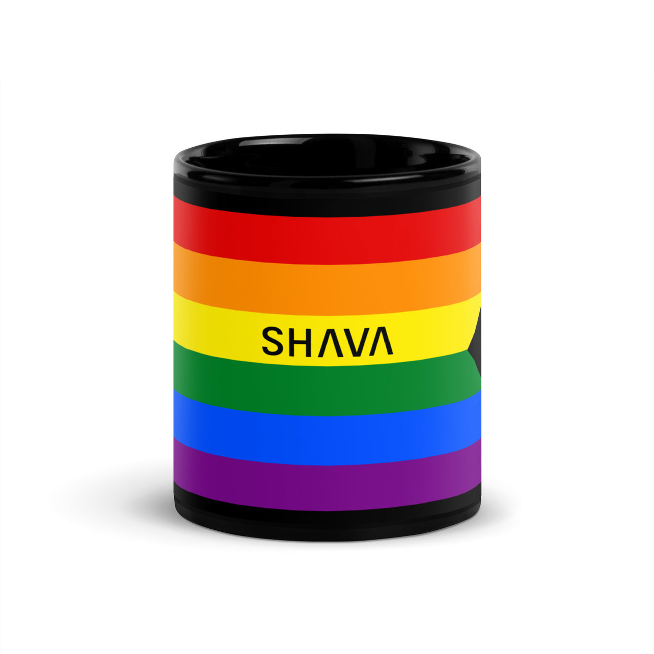 Progress Flag LGBTQ Black Glossy 15oz Coffee Mug SHAVA CO