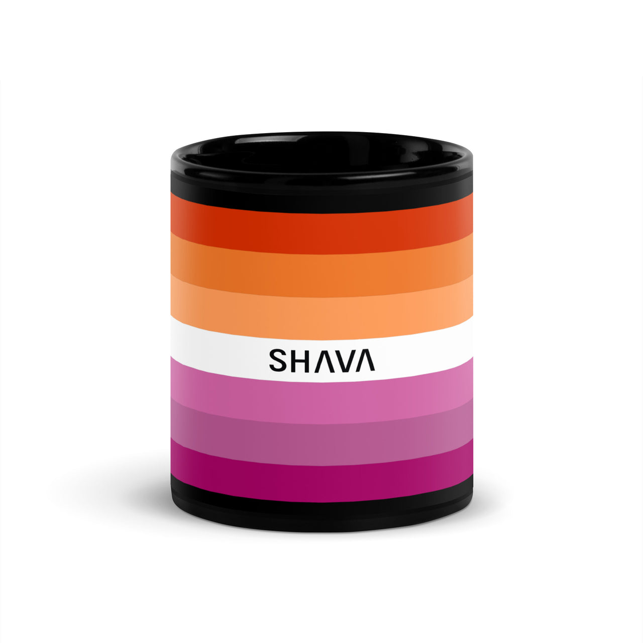 Lesbian Flag LGBTQ Black Glossy 15oz Coffee Mug SHAVA CO