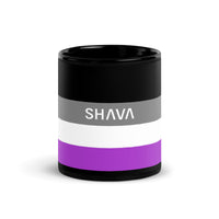 Thumbnail for Asexual Flag LGBTQ Black Glossy 15oz Coffee Mug SHAVA CO