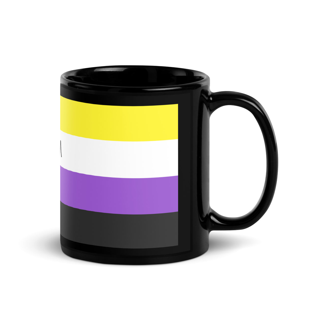 Non Binary Flag LGBTQ Black Glossy 15oz Coffee Mug SHAVA CO