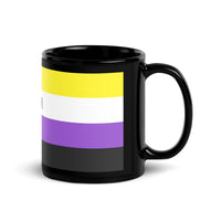 Thumbnail for Non Binary Flag LGBTQ Black Glossy 15oz Coffee Mug SHAVA CO