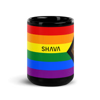 Thumbnail for Progress Flag LGBTQ Black Glossy 15oz Coffee Mug SHAVA CO