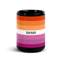 Thumbnail for Lesbian Flag LGBTQ Black Glossy 15oz Coffee Mug SHAVA CO