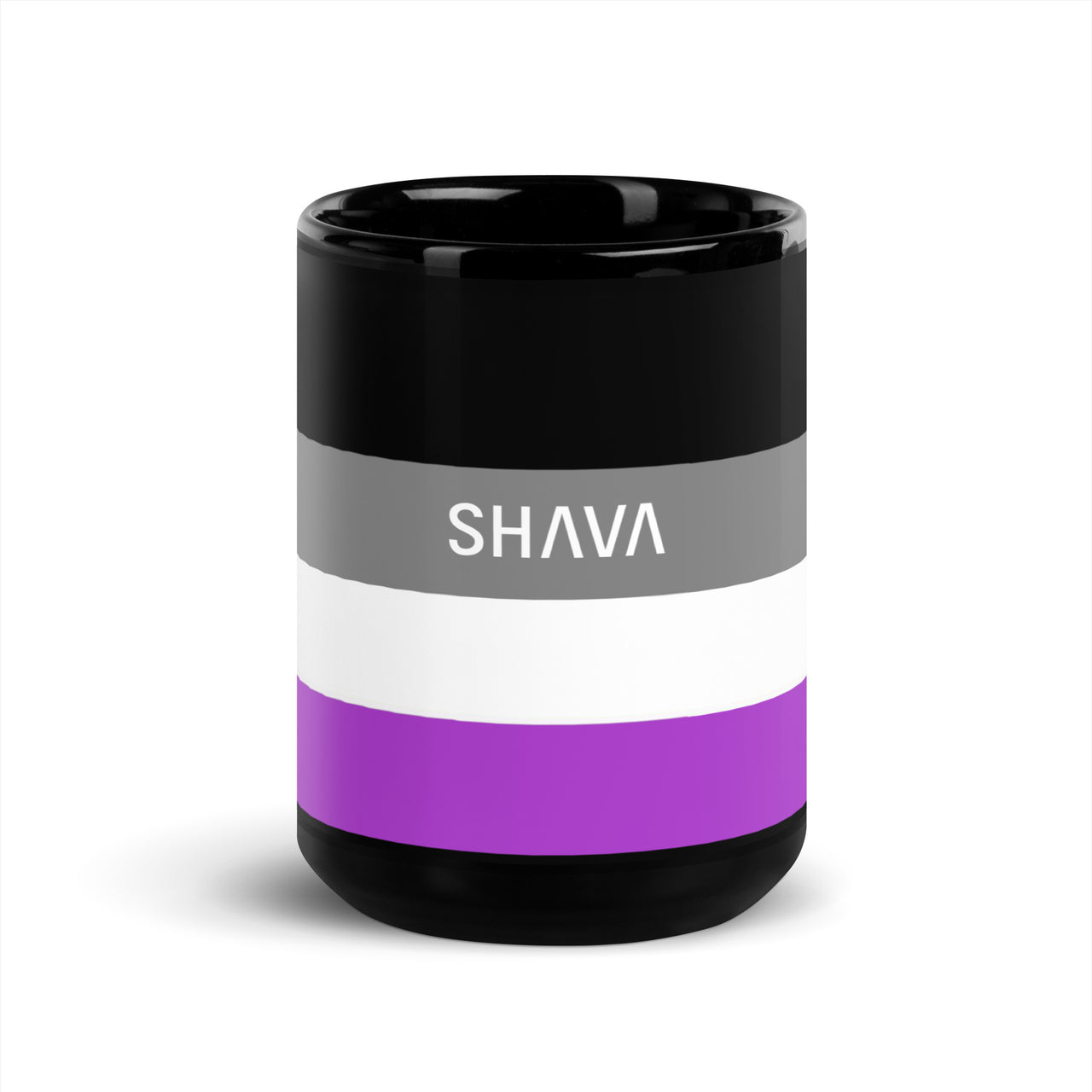 Asexual Flag LGBTQ Black Glossy 15oz Coffee Mug SHAVA CO