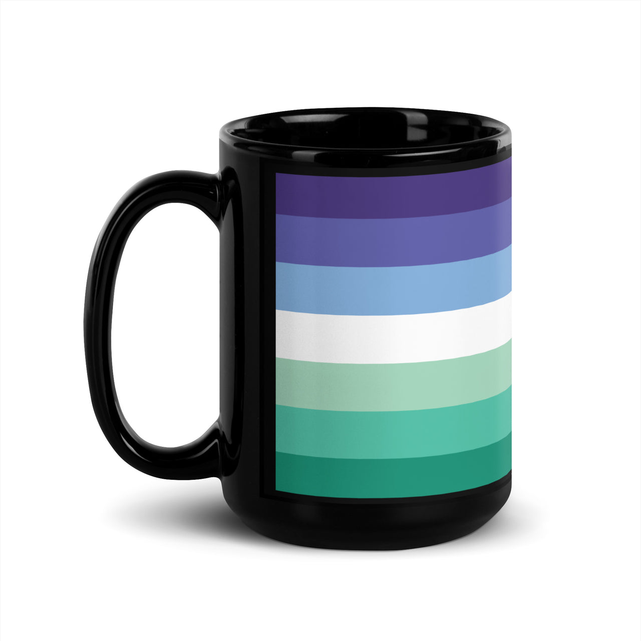 Gay Flag LGBTQ Black Glossy 15oz Coffee Mug SHAVA CO