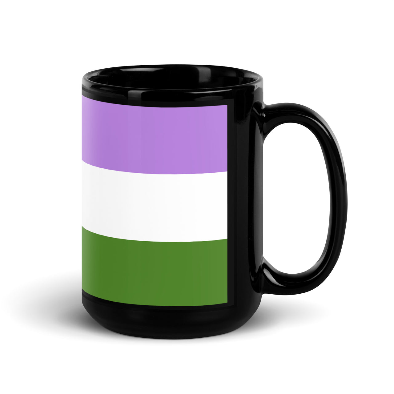 Gender Queer Flag LGBTQ Black Glossy 15oz Coffee Mug SHAVA CO