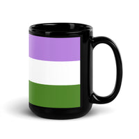 Thumbnail for Gender Queer Flag LGBTQ Black Glossy 15oz Coffee Mug SHAVA CO