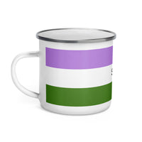 Thumbnail for Genderqueer Flag LGBTQ Enamel Coffee Mug SHAVA CO