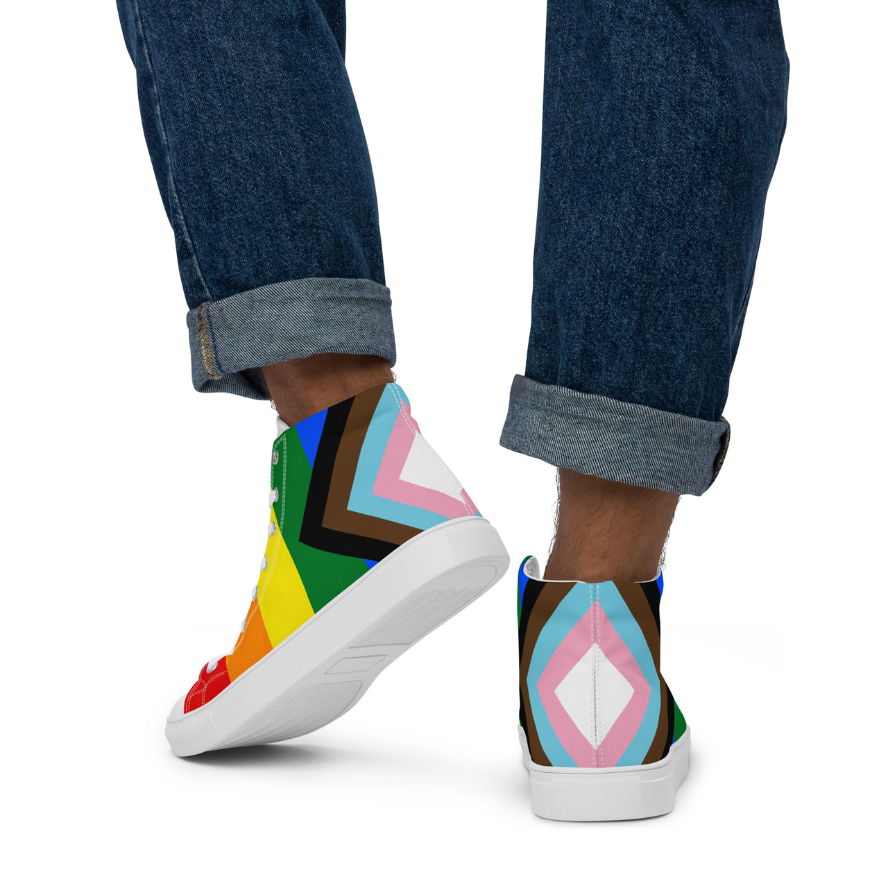Progress Flag LGBTQ High Top Canvas Shoes Men’s Size SHAVA CO