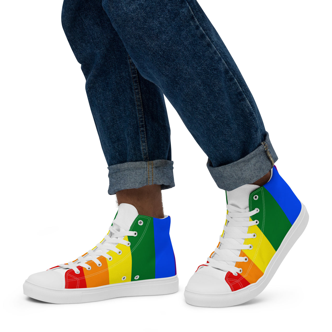 Rainbow Pride Flag LGBTQ High Top Canvas Shoes Men’s Size SHAVA CO