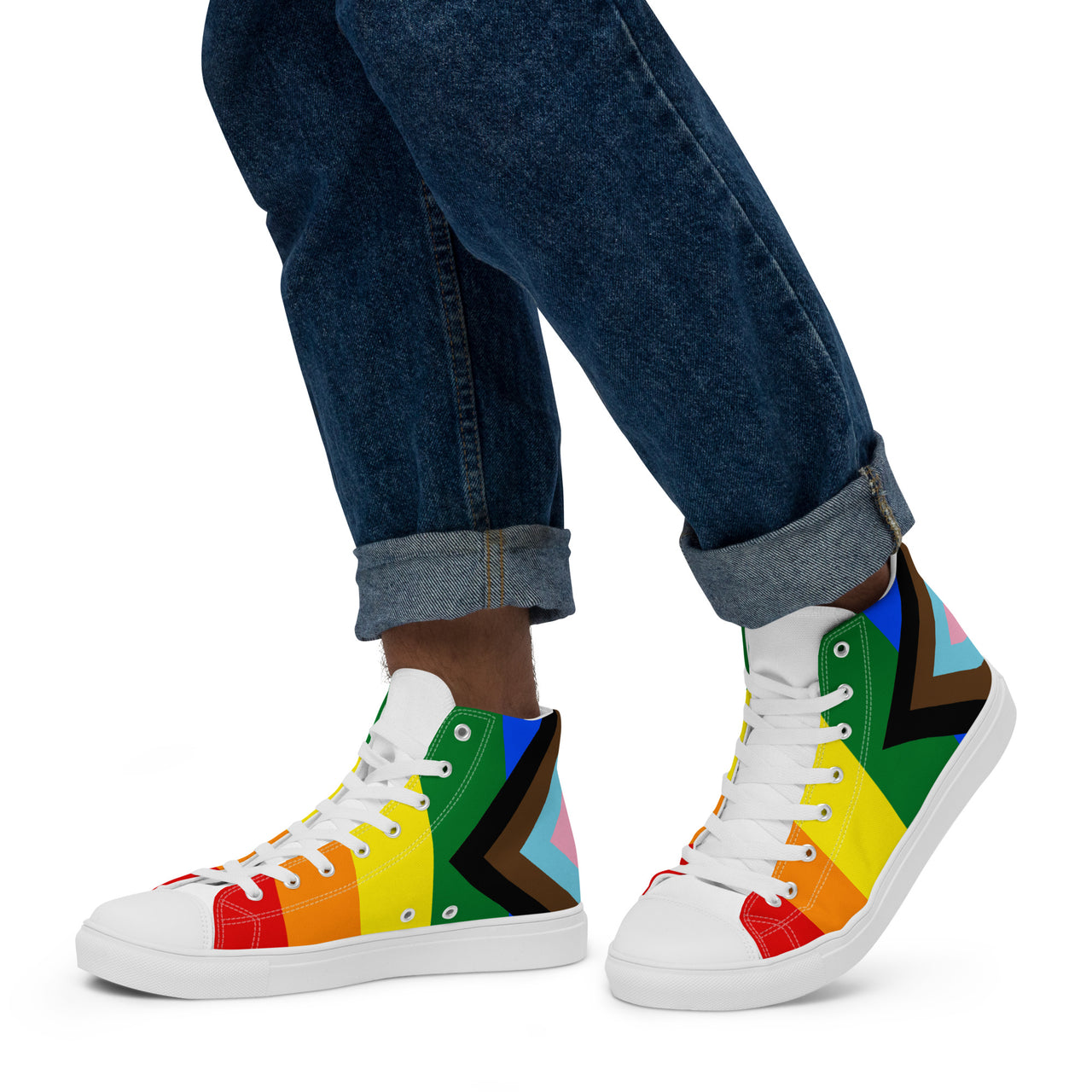 Progress Flag LGBTQ High Top Canvas Shoes Men’s Size SHAVA CO