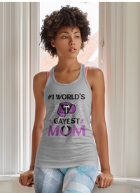 Thumbnail for Labrys Lesbian Pride Flag Mother's Day Ideal Racerback Tank - #1 World's Gayest Mom SHAVA CO