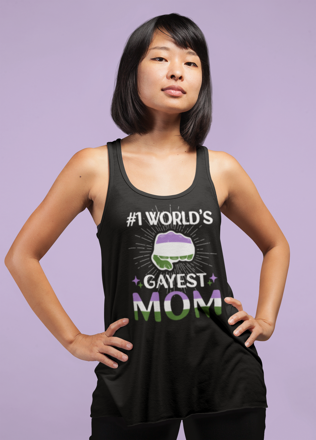 Genderqueer Pride Flag Mother's Day Ideal Racerback Tank - #1 World's Gayest Mom SHAVA CO