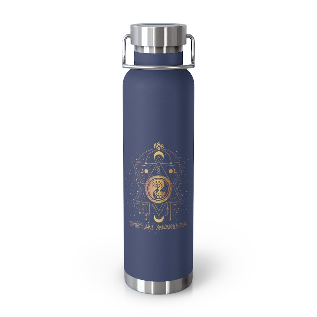 Yoga Spiritual Meditation Copper Vacuum Insulated Bottle 22oz  –  Awakening 888 Angel Number Printify