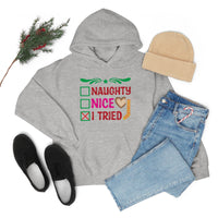Thumbnail for Merry Christmas Hoodie Unisex Custom Hoodie , Hooded Sweatshirt , Naughty Nice I Tried Printify