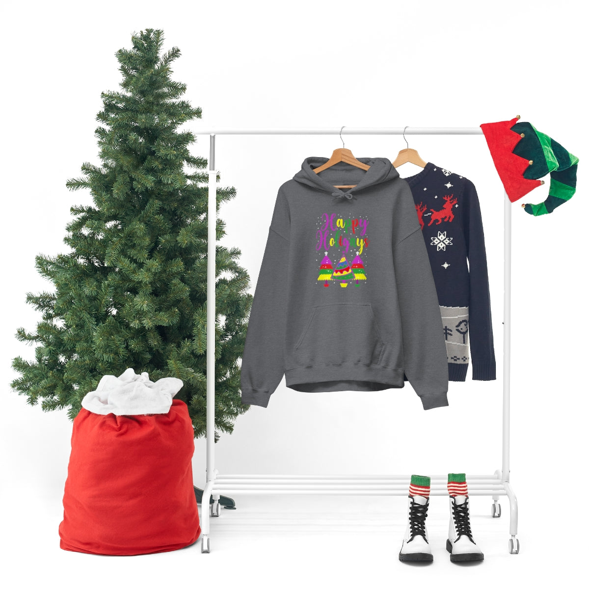 Unisex Christmas LGBTQ Heavy Blend Hoodie - Happy Holigays Printify