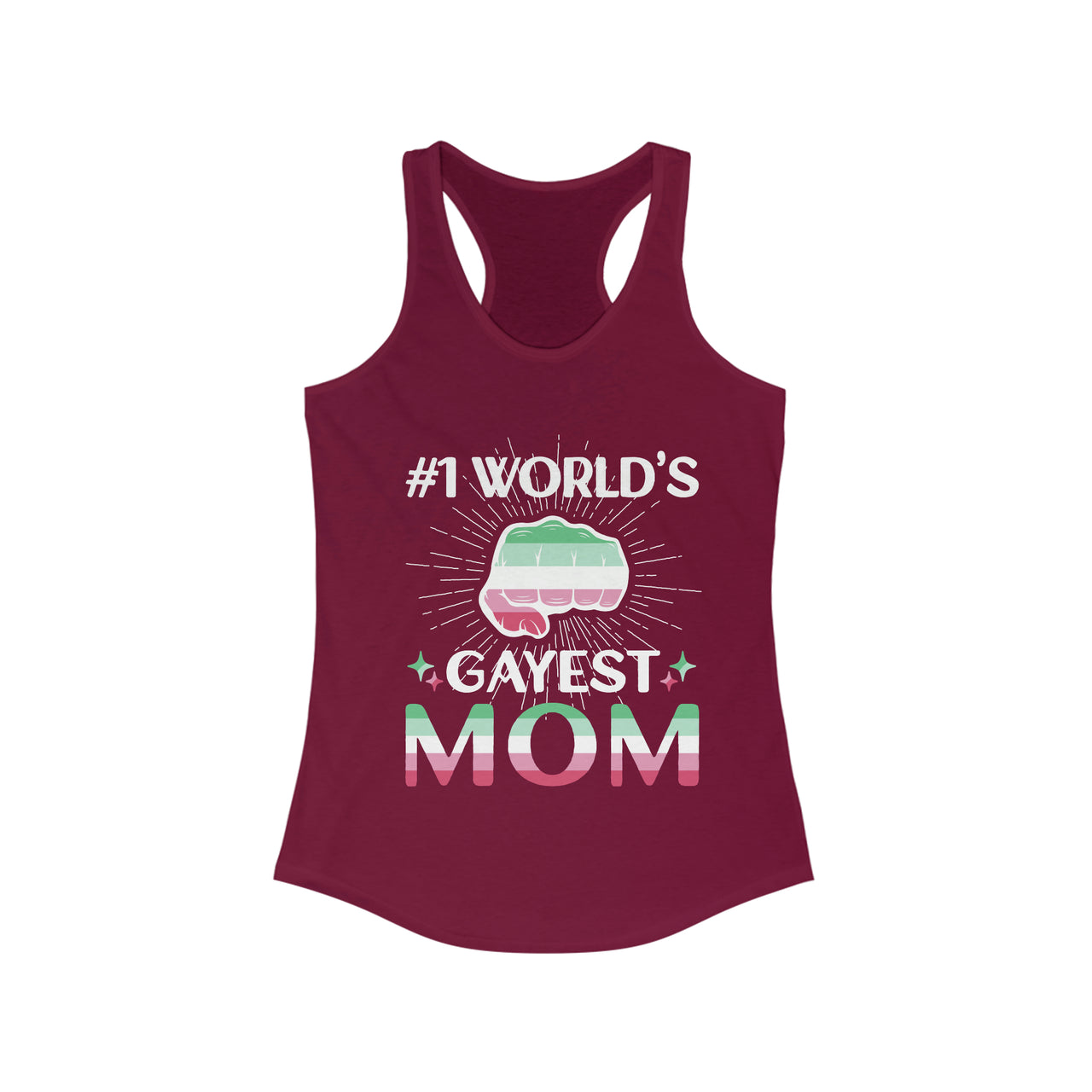 Abrosexual Pride Flag Mother's Day Ideal Racerback Tank - #1 World's Gayest Mom SHAVA CO