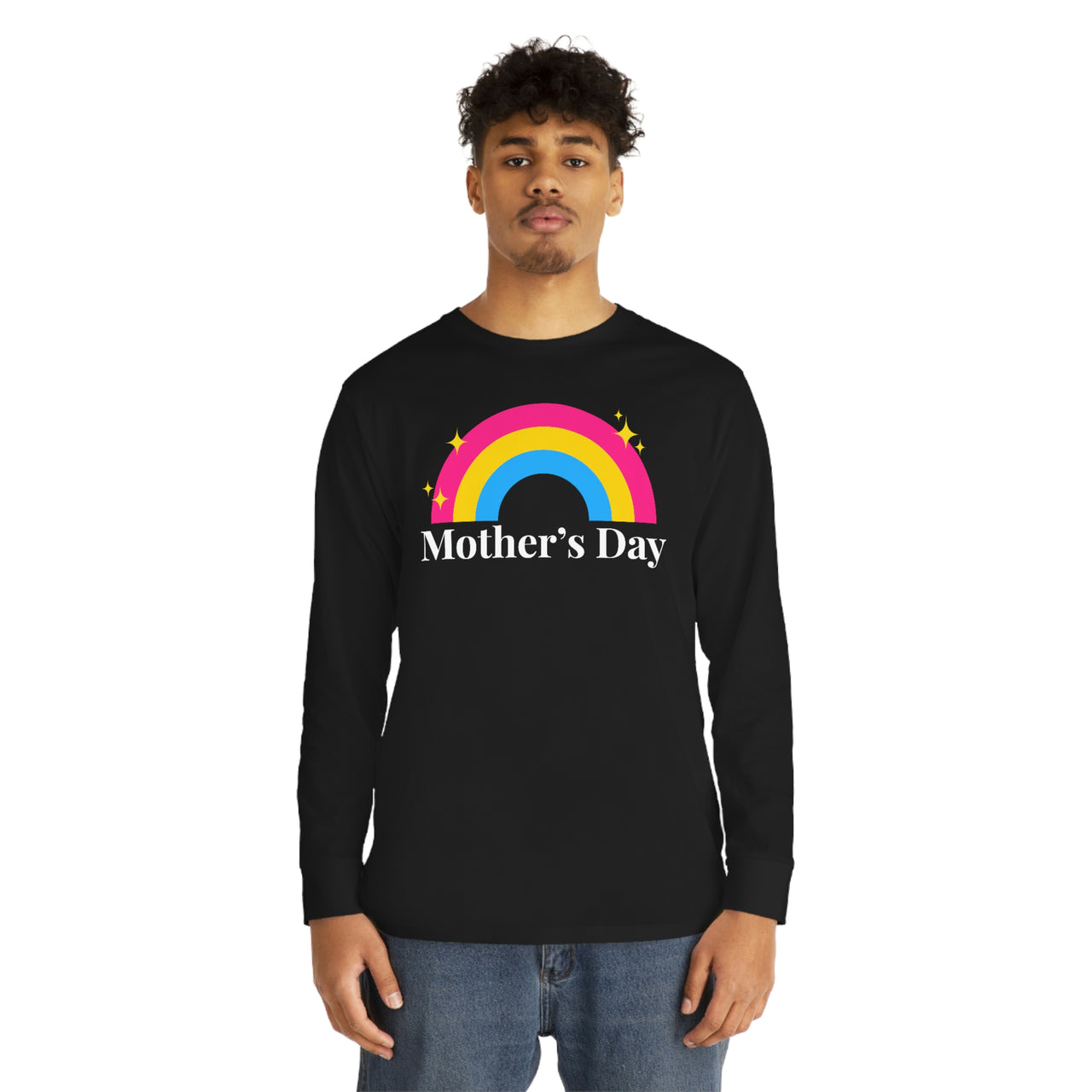 Pansexual Flag Long Sleeve Crewneck Tee - Mothers Day Printify