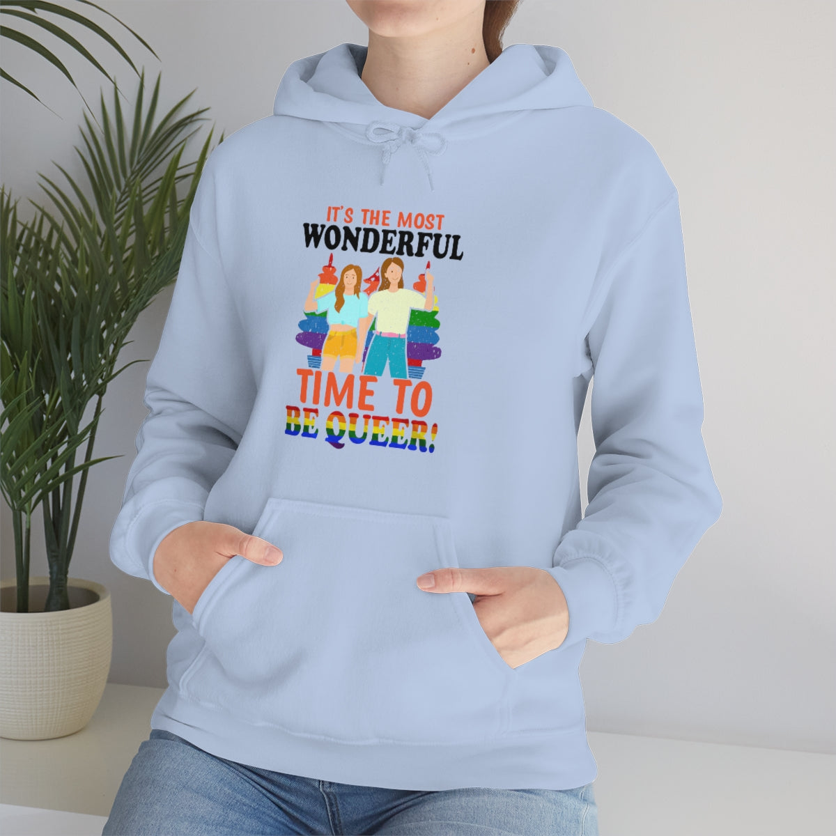 Unisex Christmas LGBTQ Heavy Blend Hoodie - It’s The Most Wonderful Time To Be Queer Printify