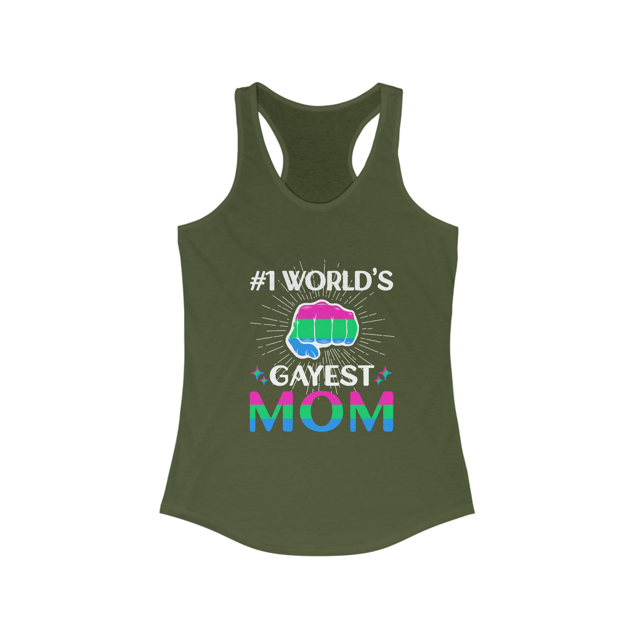 Polysexual Pride Flag Mother's Day Ideal Racerback Tank - #1 World's Gayest Mom SHAVA CO