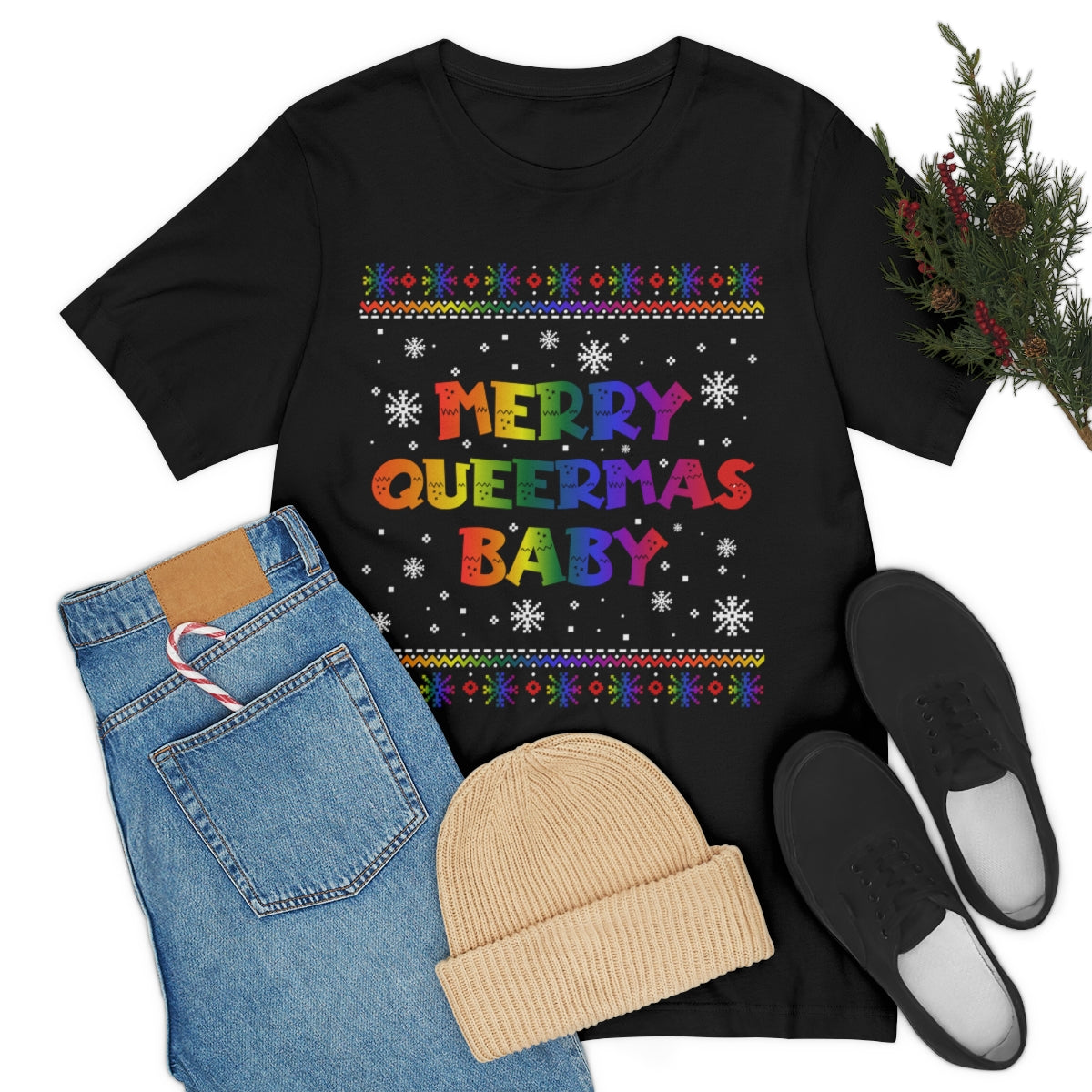 Classic Unisex Christmas LGBTQ T-Shirt - Merry Queermas Baby Printify