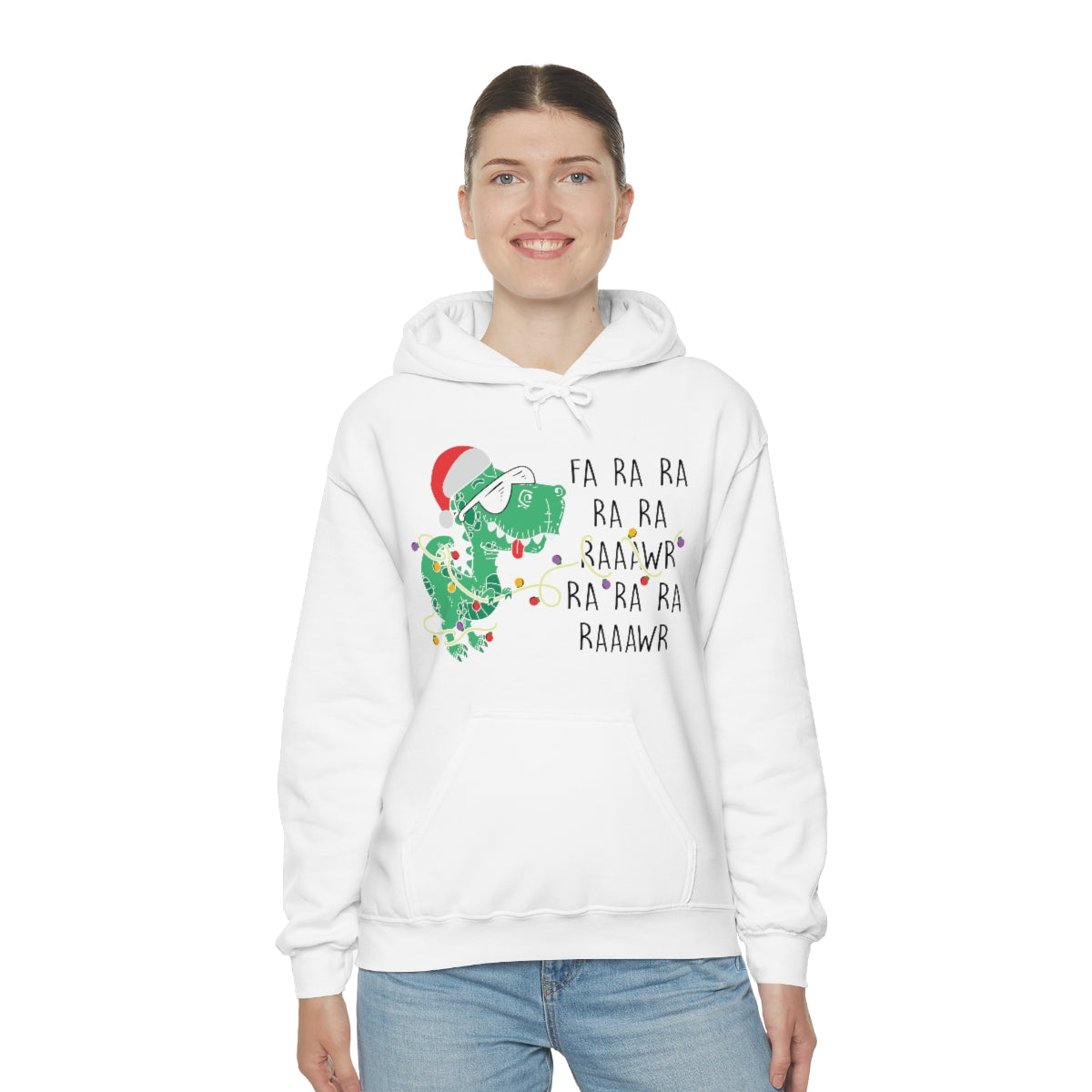 Merry Christmas Hoodie Unisex Custom Hoodie , Hooded Sweatshirt , Dinasour Christmas Printify