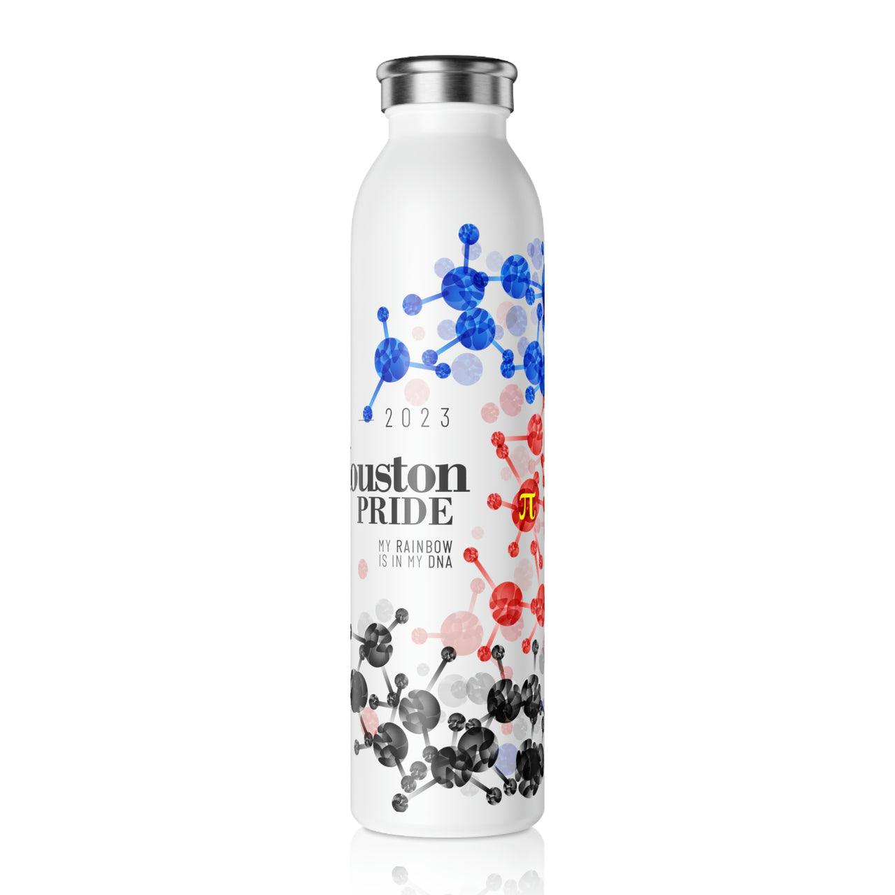 Polyamory Flag Slim Water Bottle Houston Pride - My Rainbow is In My DNA SHAVA CO