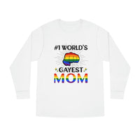 Thumbnail for Lgbtq Flag Long Sleeve Crewneck Tee - #1 World's Gayest Mom Printify