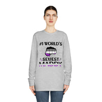 Thumbnail for Asexual Flag Long Sleeve Crewneck Tee - #1 World's Sexiest Maddy Printify