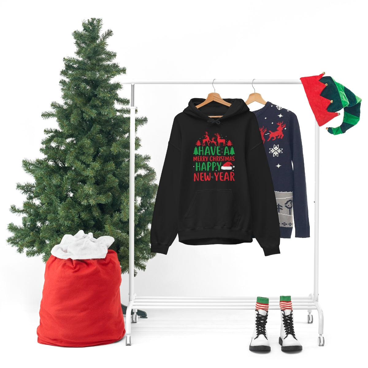 Merry Christmas Hoodie Unisex Custom Hoodie , Hooded Sweatshirt , HAVE A MERRY CHRISTMAS HAPPY NEW YEAR Printify