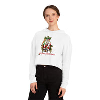 Thumbnail for Christmas LGBTQ Women’s Cropped Hooded Sweatshirt - Happy Holigays (White) Printify