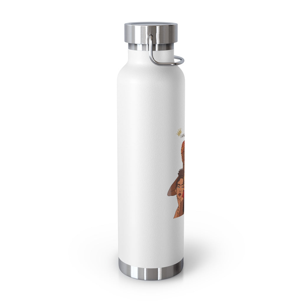 Affirmation Feminist pro choice Copper Vacuum insulated bottle 22oz -  I am Black Queen Printify