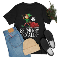Thumbnail for Classic Unisex Christmas T-shirt - Be Merry Y'all Printify