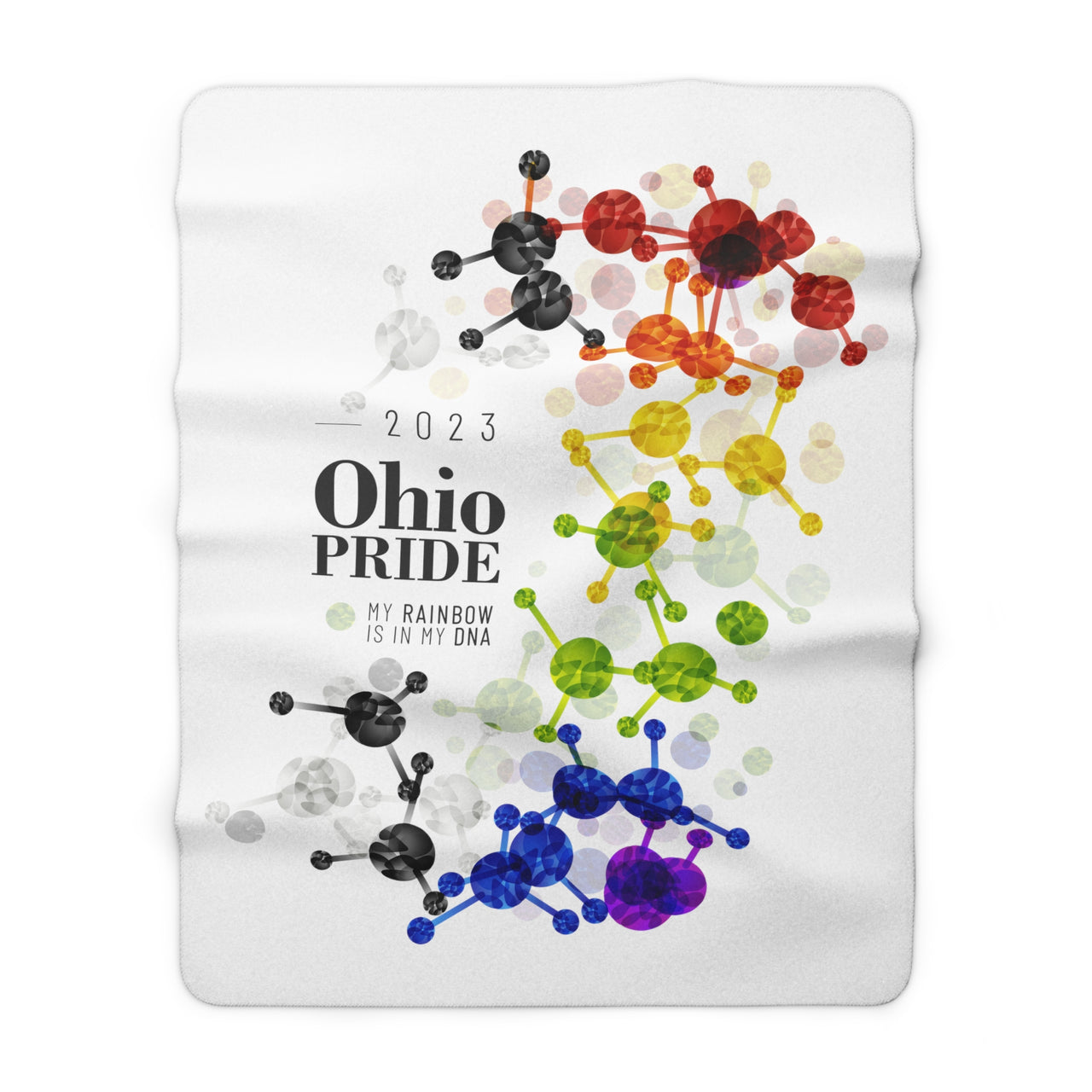 SHAVA CO Straight Ally Flag 2023 Pride, Ohio Sherpa Fleece Blanket - My Rainbow Is In My DNA Printify