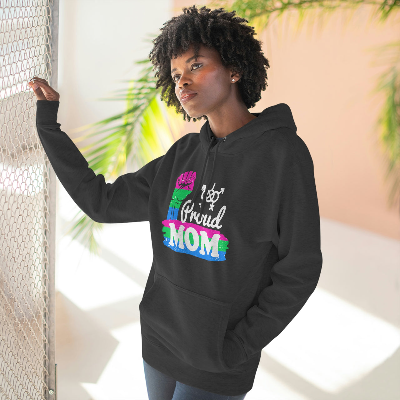 Polysexual Flag Mother's Day Unisex Premium Pullover Hoodie - Proud Mom Printify
