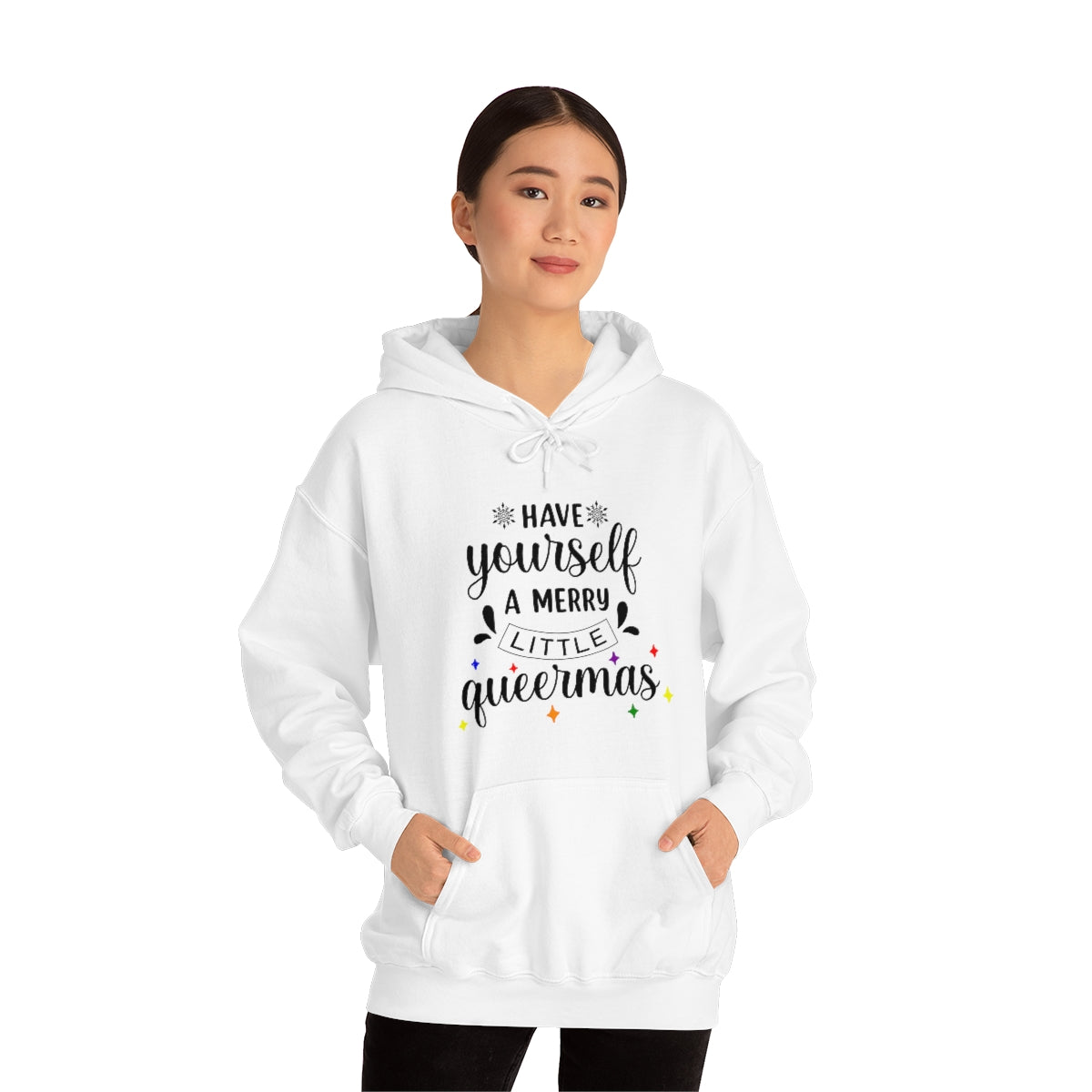 Unisex Christmas LGBTQ Heavy Blend Hoodie - Have Yourself A Merry Little Queermas Printify