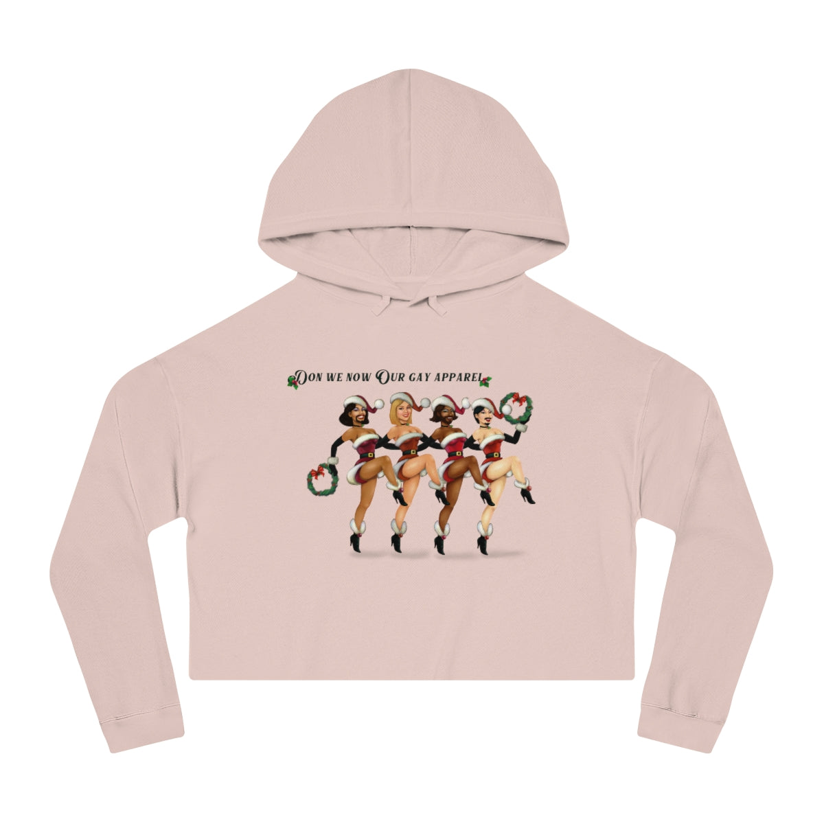 Christmas LGBTQ Women’s Cropped Hooded Sweatshirt - Our Gay Apparel Printify