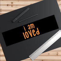 Thumbnail for Affirmation Feminist Pro Choice Bumper Sticker - I Am Loved (orange/black background) Printify