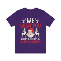 Thumbnail for Classic Unisex Christmas T-shirt - We Wish You Happy Holidays & Merry Christmas Printify