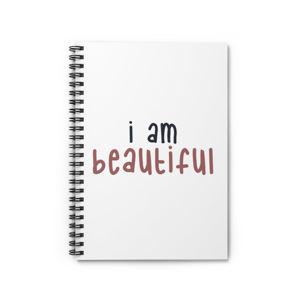 Affirmation Feminist Pro Choice Ruled Line Spiral Notebook - I Am Beautiful (Pink) Printify