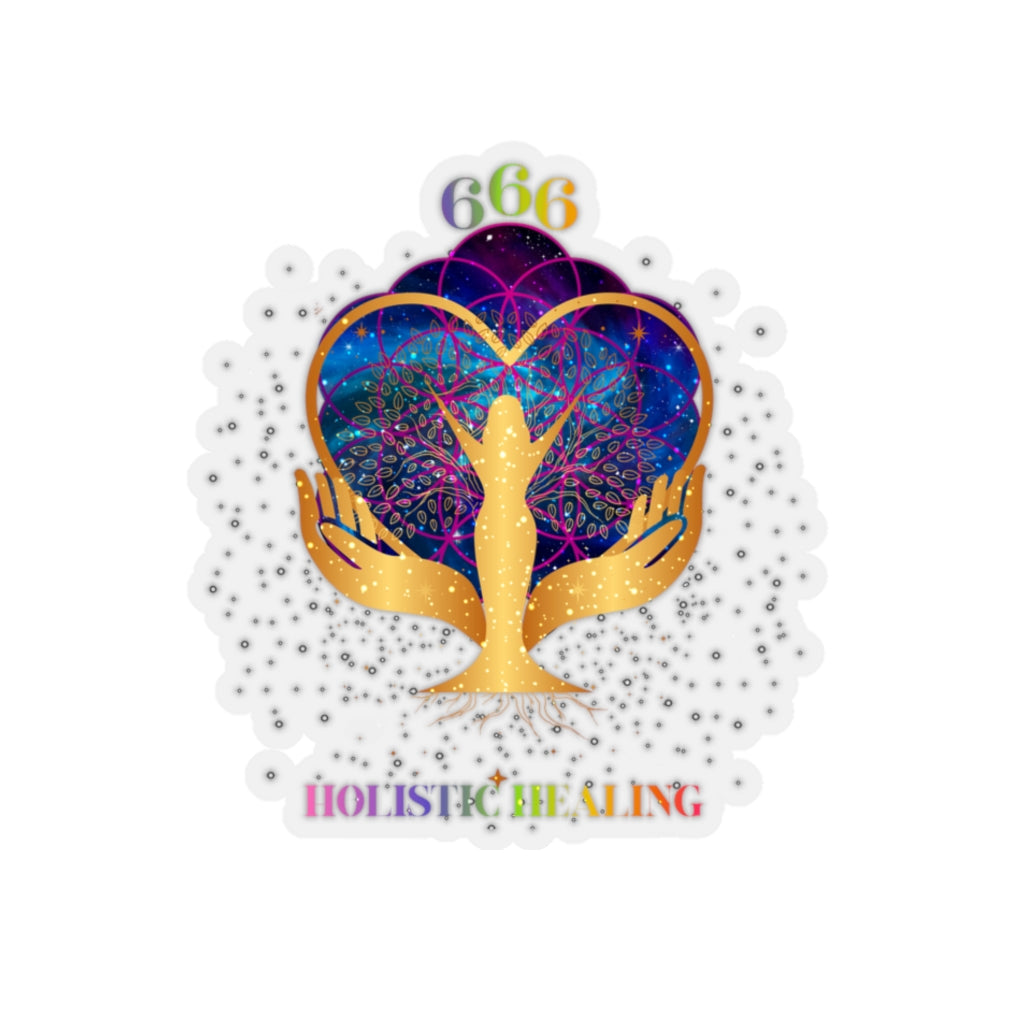 Yoga Spiritual Meditation Kiss Cut Sticker - Reflection 666 Angel Number Printify