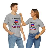 Thumbnail for Polyamory Pride Flag Mother's Day Unisex Short Sleeve Tee - #1 World's Sexiest Mom Printify