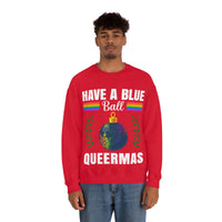 Thumbnail for Unisex Christmas LGBTQ Heavy Blend Crewneck Sweatshirt - Have A Blue Ball Queermas Printify
