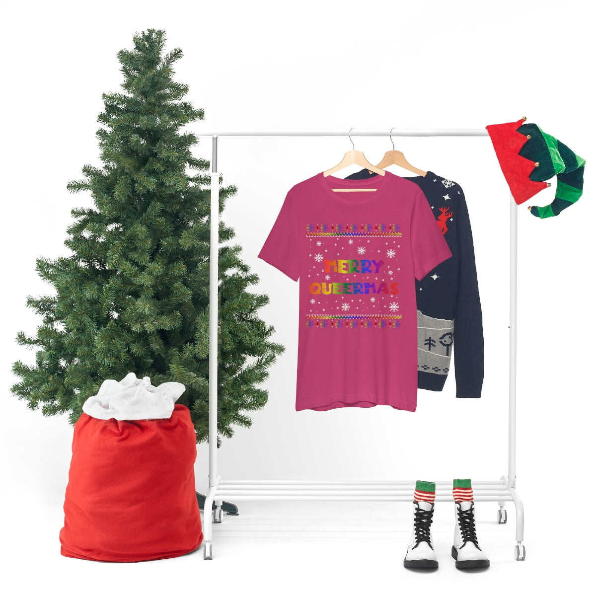 Classic Unisex Christmas LGBTQ T-Shirt - Merry Queermas Printify