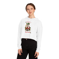 Thumbnail for Christmas LGBTQ Women’s Cropped Hooded Sweatshirt - Holly Jolly (White) Printify